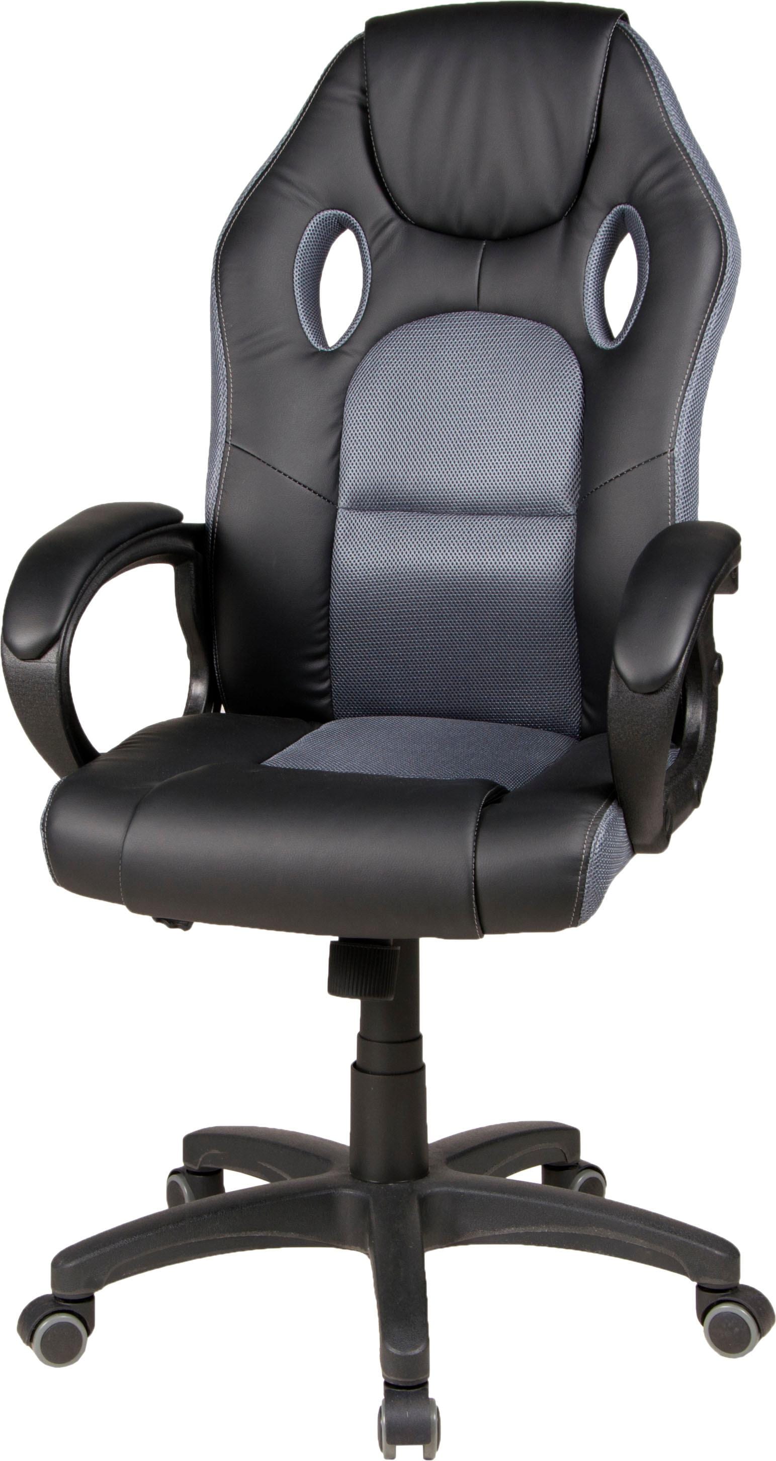 Gaming-Stuhl DUO COLLECTION "Riley", schwarz (schwarz, grau), Kunstleder Netzstoff, Stühle, Gaming-Stuhl
