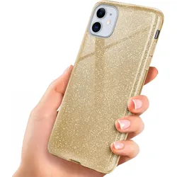 iPhone 11 Hülle Glitzer Gold – ONEFLOW Glitter Case, 3in1 Silikon, Funkelnd, Stoßfest, Dünn, Shine-Gold