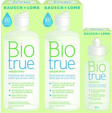 Líquido Limpeza Para Lentes De Contacto Biotrue 2 x 300m + 1 x 60ml