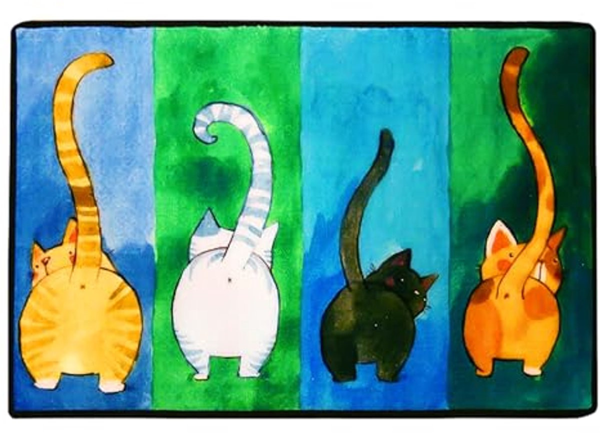 Grappige Kat deurmat met antislip en waterabsorberend effect, 50 x 80 cm