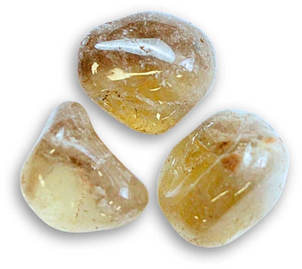 Set van 3 natuurlijke citrien trommelstenen