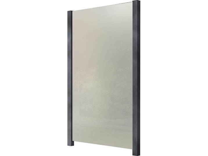 Zaun STAKET PRO, grau, Pfosten: 2 Stk., Aluminium, Glas, Zaunelemente, Zaun, Glaszaun, Gesamtlänge: 1,217 m, 2 Pfosten