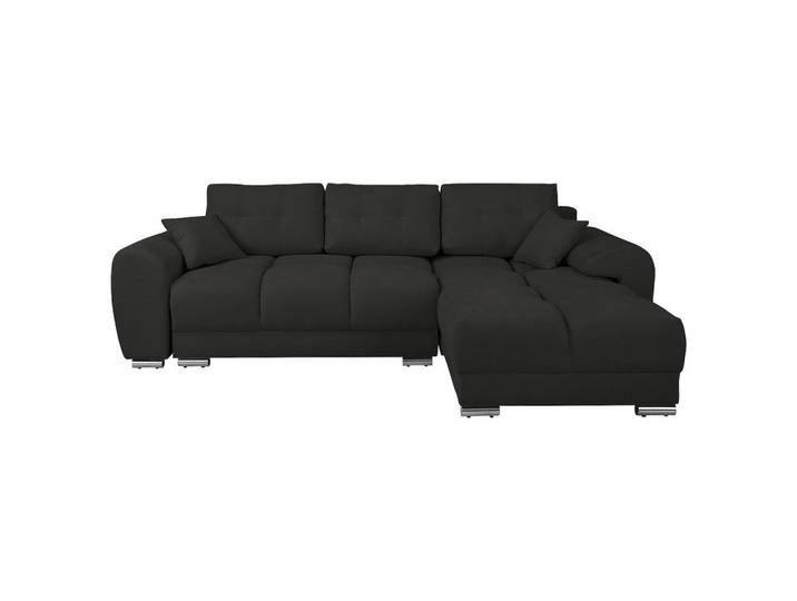 Ecksofa, Dunkelgrau, 256x175 cm, Textil, 4-Sitzer & Schlaffunktion, Livetastic
