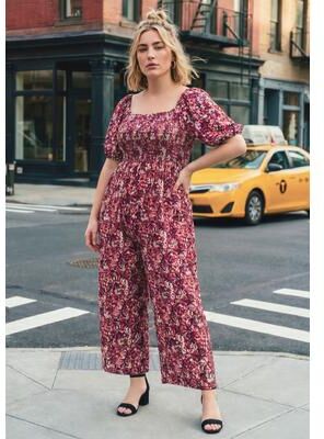 Plus Size Women's Annabelle Jumpsuit by Avenue in Neutral Painted Floral (Size 26/28)