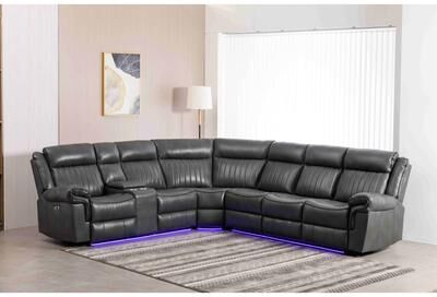 AMERROBIL Reclining Sectional With Foldable Charging Station & Led Lights