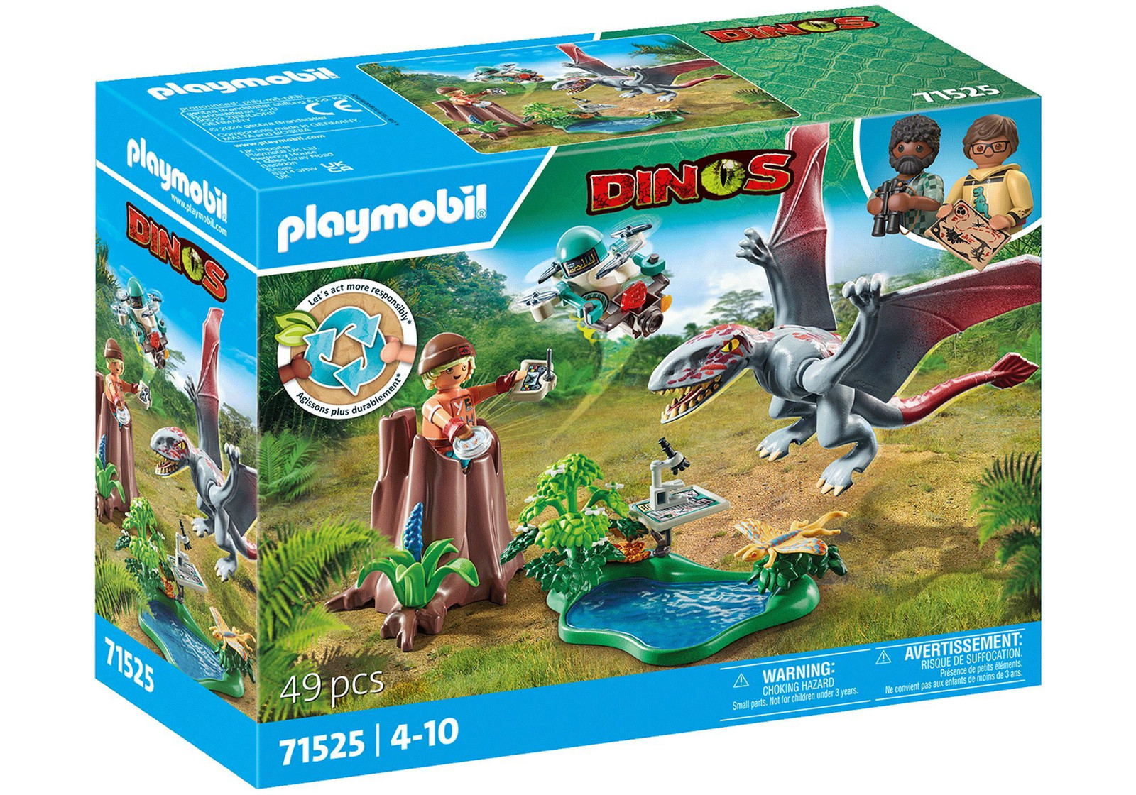 Playmobil 71525 Observation Drone met Dimorphodon Dinos Set met 49 onderdelen