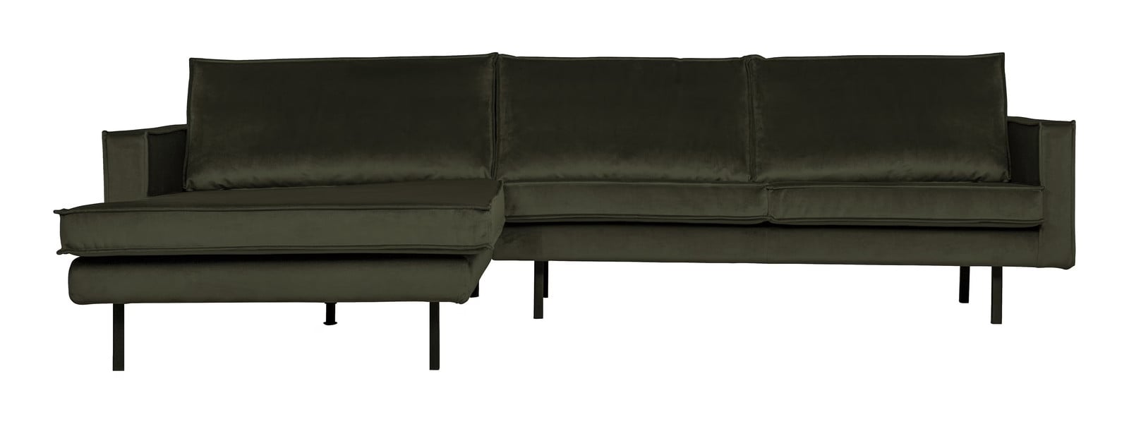 WOOOD Loungebank Rodeo Links, Velvet, Donkergroen, BePureHome