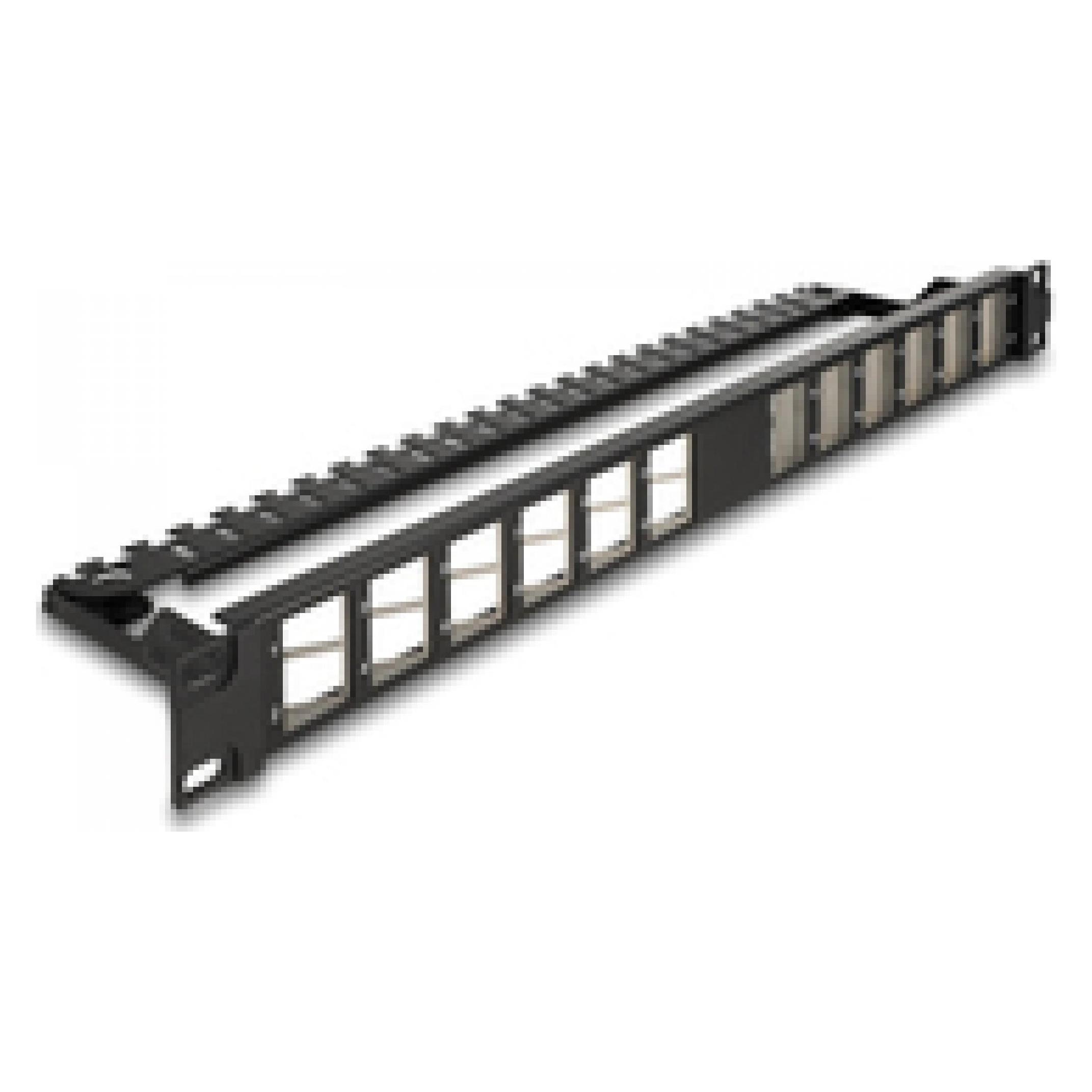 Delock 19" Keystone Patchpanel 24 Port gewinkelt mit Entlast (67042)