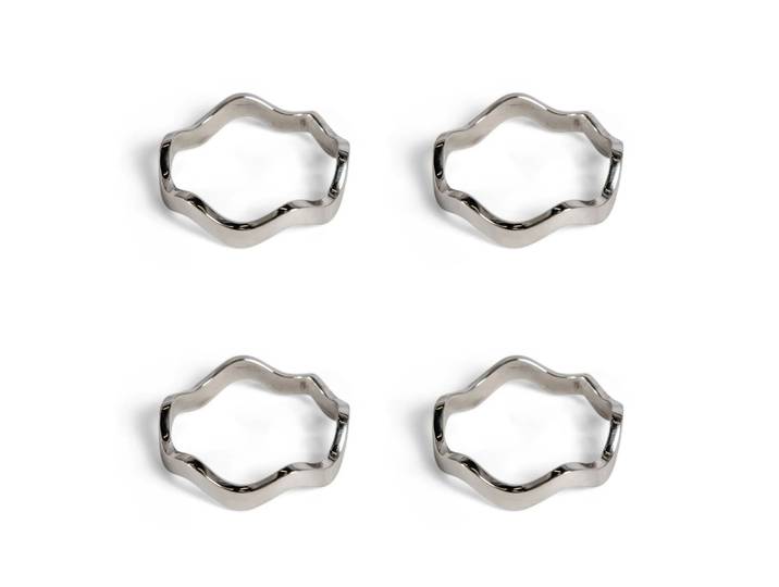 Sagaform Rond de serviette Anna Lot de 4 Argenté