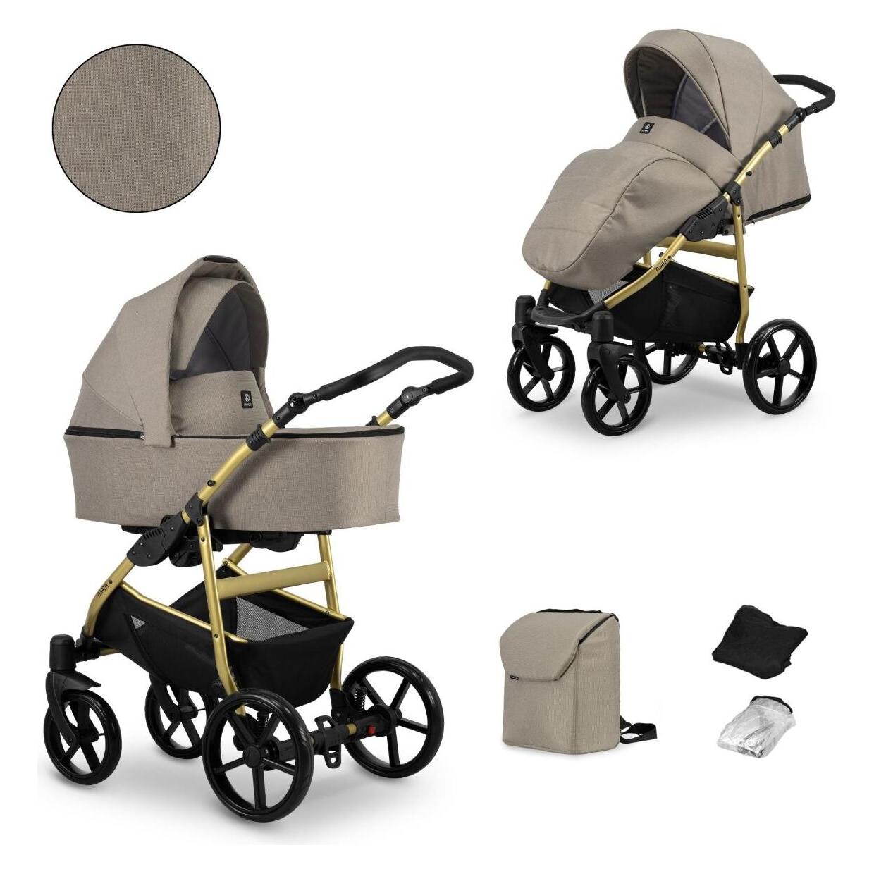 Kunert MATA 2in1 Kinderwagen in Braun mit Goldrahmen - eleganter Komfort und höchste Sicherheit (65280548)