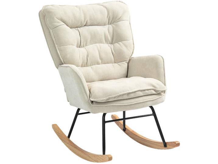 Redom Schaukelstuhl Chenille-Stoff ergonomische Rückenlehne 71/98,5/97 cm Beige, 98.5x97x71 cm, Wohnzimmer, Sessel, Schaukelstühle
