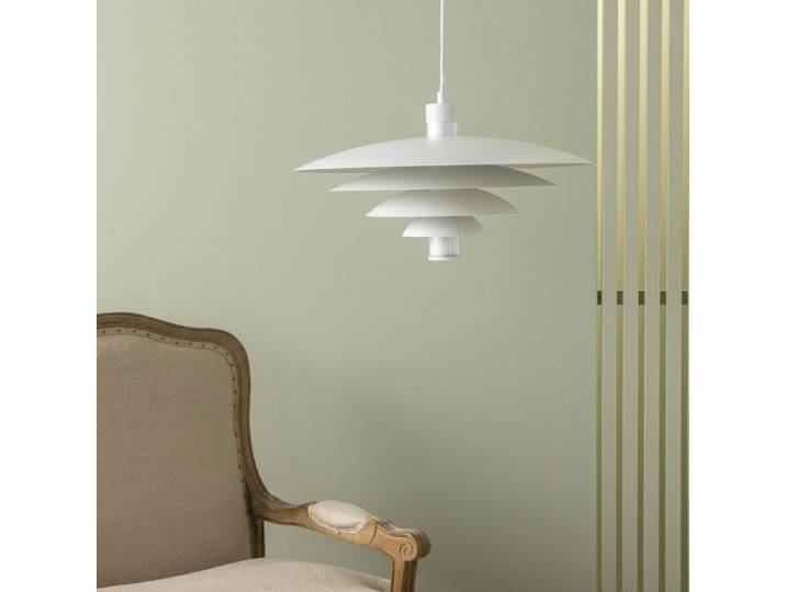 Lustre en métal blanc - h160 cm