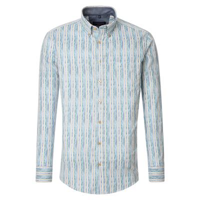 Langarmhemd CASAMODA "CASAMODA Freizeithemd Langarm gestreift", Herren, Gr. XXL, Normalgrößen, blau (helltürkis), 100% Baumwolle, gestreift, lässig geschnitten, Hemden