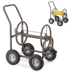 relaxdays Schlauchwagen mit 4 Vollgummirädern braun braun
