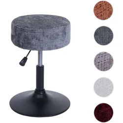 Hocker HWC-C22, Sitzhocker Schminkhocker, höhenverstellbar drehbar Ø 37cm Stoff Chenille (465g/m2) FSC® ~ dunkelgrau