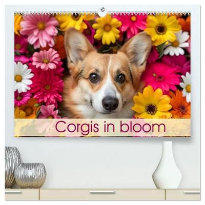 Corgis in Bloom (High Quality Premium Wall Calendar 2027 DIN A2 landscape),CALVENDO 12 Month Wall Calendar