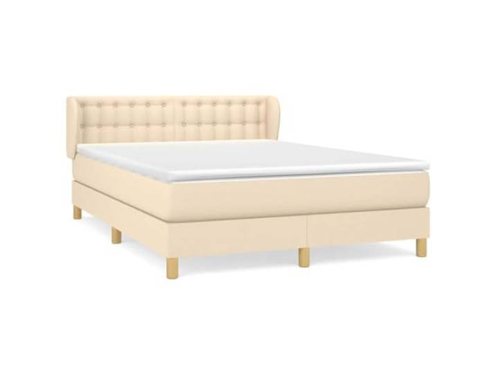 PUGYNBK Boxspringbett mit Matratze, cremefarben, 140 x 190 cm Verstellbares Kopfteil, Taschenfederkerne, mittlere Festigkeit, atmungsaktives Gewebe