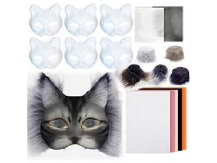 Svintora Maskers Witte Kat Maskers Leeg DIY Halloween Masker Dierlijke Halve Maskers Maskerade voor Cosplay Party