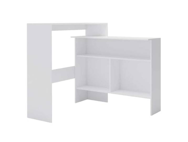 GPUTYGHN Bartisch mit 2 Tischplatten Weiß 130x40x120 cm Holzwerkstoff, leicht zu reinigen, robust, stabil, einfache Montage, 2 Ebenen, Wohnzimmer, Küche
