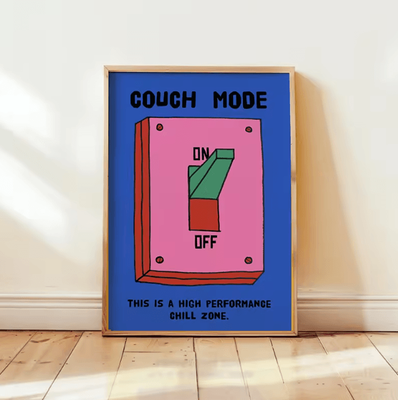 Inspire Curations Cartoon Mental Health Switch Poster Funny Toilet Yoga Minimalist Wall Art (Frameless) lc018 e 40x60cm Unframed
