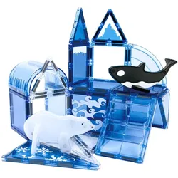 VR Shinecon Magnetischer Bausatz, 56 teiliges Set - Eisscholle Blau