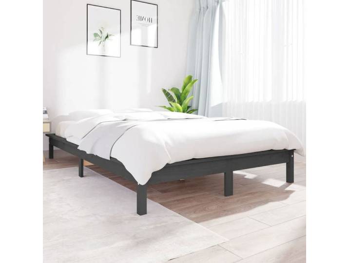 LEMON*Structure de lit - 2 Personnes lit d'appoint gris bois massif SOLOMON7958 Août