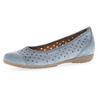 Ballerina GABOR, Damen, Gr. 39, Textil, blau (jeansblau), Nubukleder, Schuhe Ballerina, Slipper, Businessschuh, Halbschuh mit Hovercraft Luftkammerlaufsohle