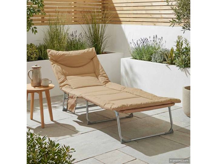 vidaXL Klappbare Sonnenliege mit Kissen Beige