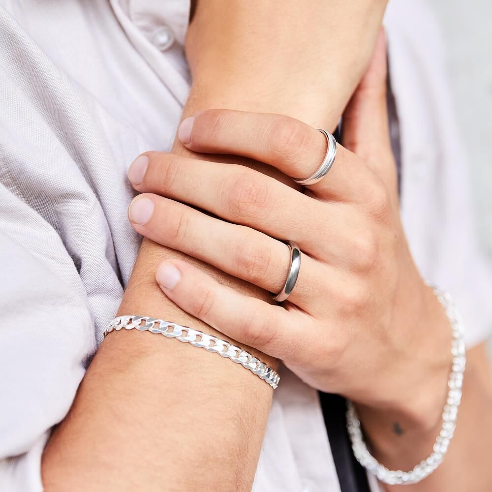 Unique Herrenring aus Sterlingsilber, teilmattiert silber