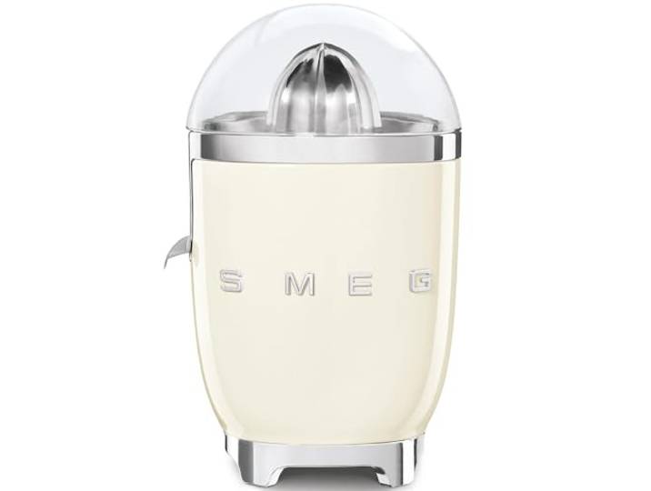 Smeg\, Presse Agrumes Électrique CJF11CREU\, Mise en Marche Automatique à Pression\, Bec Anti-goutte et Cône Universel\, Base Antidérapante\, Range Cordon Intégré\, 70W\, Crème