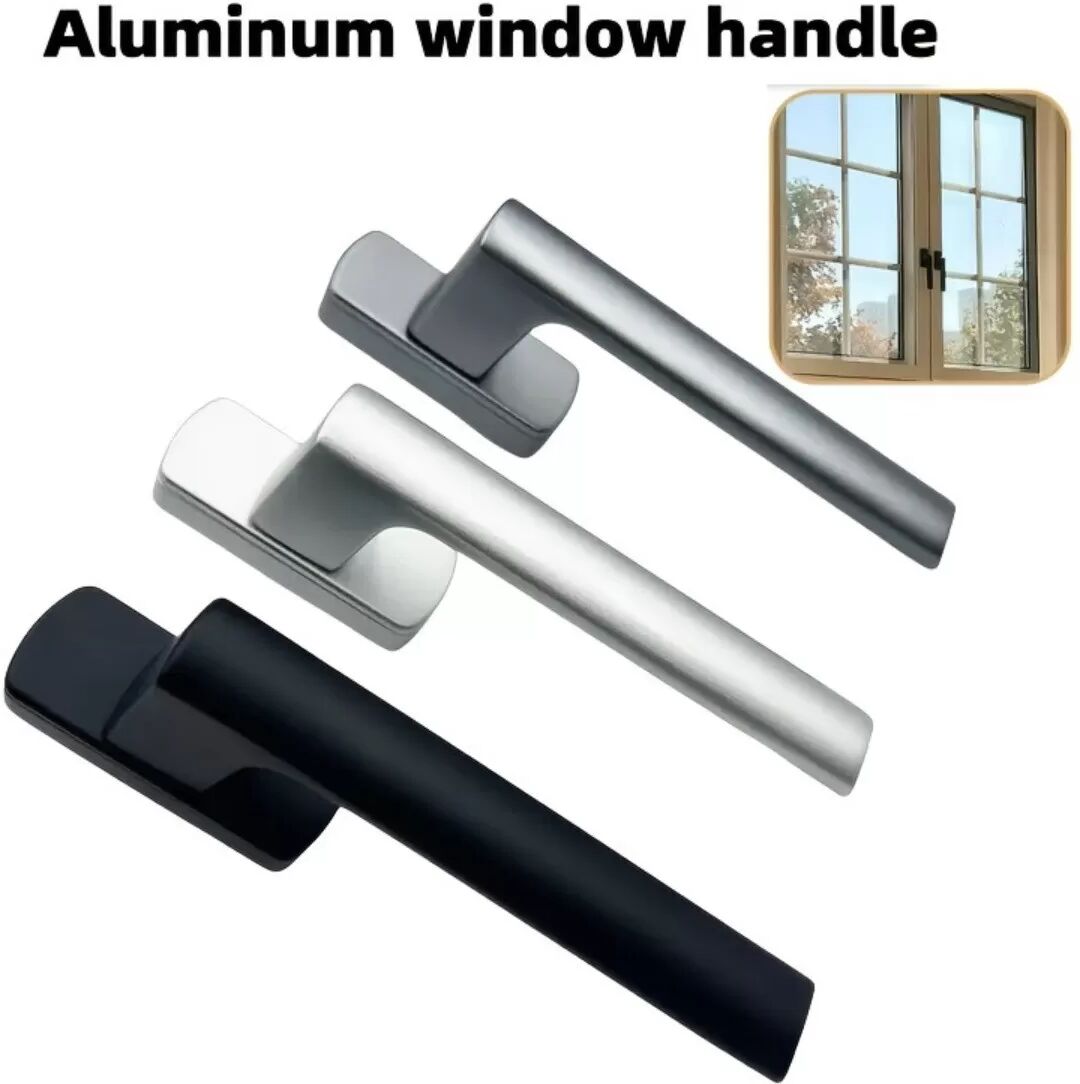 INF Abschließbarer Fenstergriff für Drehfenster – Aluminiumlegierung, ergonomischer gebogener Hebel, 25mm Vierkantstift Grau