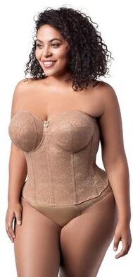 Plus Size Women's Make it Lace Strapless Longline 6621 by Elila in Mocha (Size 42 F)