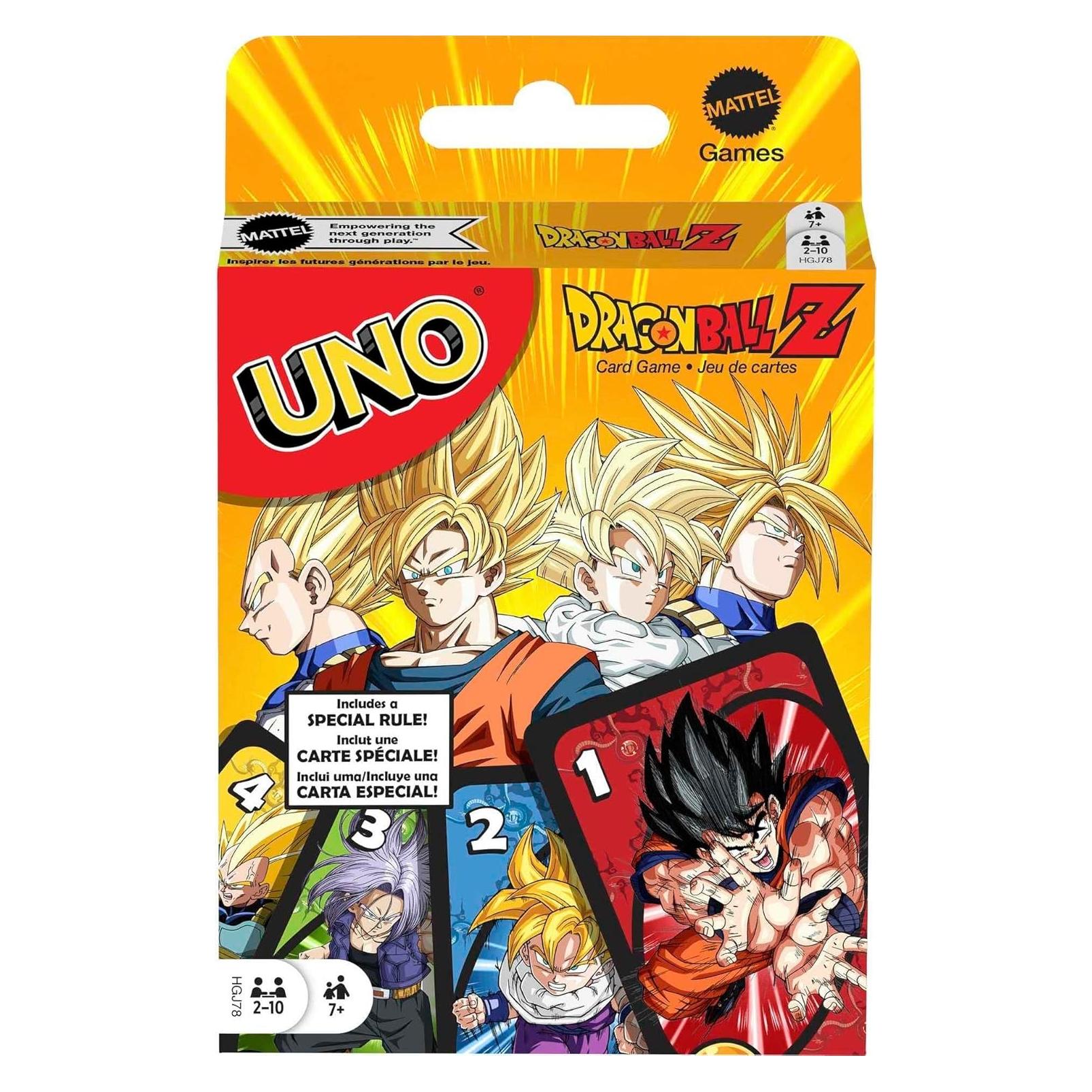 Mattel Games UNO Dragon Ball Z Card Game for Family Night Featuring TV Show Themed Graphics and a Sp (2 - 10 Spieler) (HGJ78)