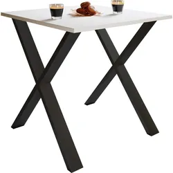VCM Esstisch "Xona" 80x50 X-Fußgestell Weiß/Schwarz