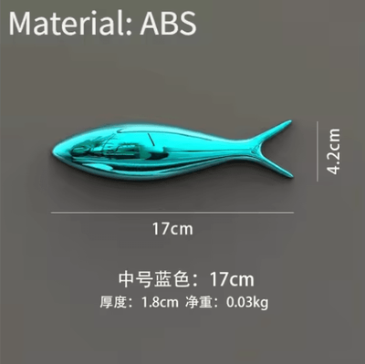 Inspire Picks Creative 3D Fish Wall Decor Electroplated Metallic Wall Stickers For Modern Spaces blue Medium