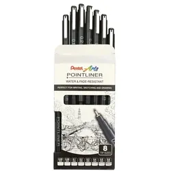 Pentel Fineliner-Set »Pointliner« 8 Stifte silber