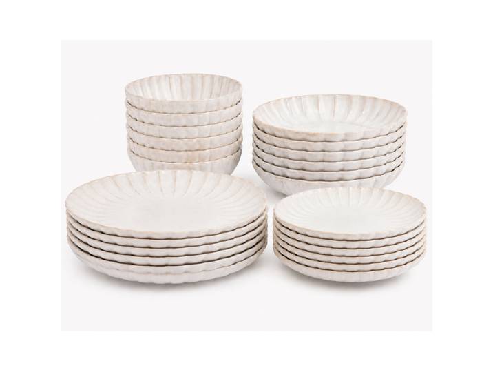 Teller-Set COSY & TRENDY Astera, Geschirr-Set, 24-tlg. , creme, 24, Steinzeug, Geschirr-Sets, Teller-Set, Steinzeug, für 6 Personen, rund, spülmaschinengeeignet