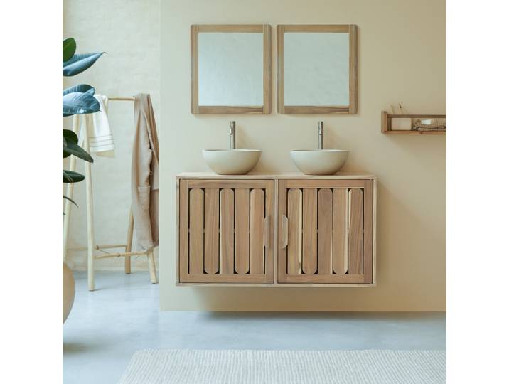 Badezimmermöbel aus massiver Akazie 120cm Lila - Natur - Acacia
