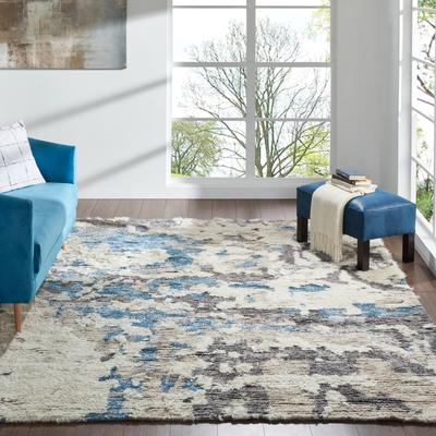 KALATY Abstract Shag Blue/White Area Rug