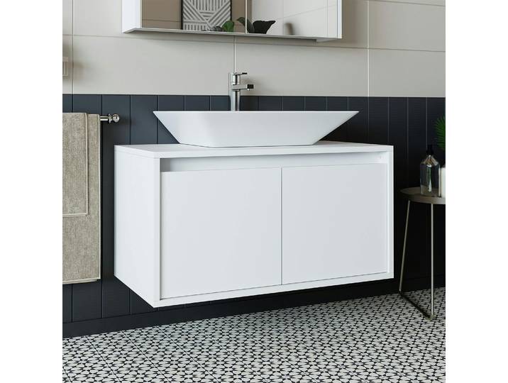 Meuble Vasque Suspendu Blanc 2 Portes Vive
