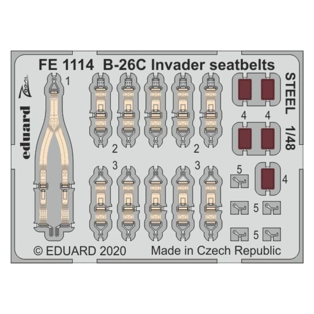 Eduard B-26C Invader seatbelts STEEL for ICM (FE1114)