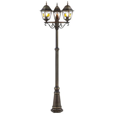 Außen-Stehlampe BRILLIANT "Janel", gold (schwarz, goldfarben), H:220cm Ø:62cm, Leuchten, 3 flammige Stehlampe - Außenstandleuchte - 220cm Höhe - E27 Fassung