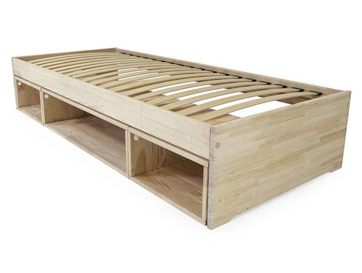 Lit avec rangement Maël 90x200 90x200 Vernis Naturel