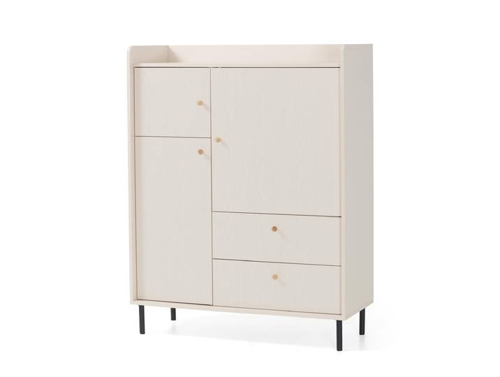 Kommode GLORIA Highkommode mit 2 Schubladen und 3 Türen, Sand Beige, Moderner Stil