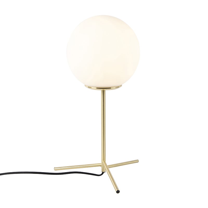 Qazqa Art Deco tafellamp messing met wit opaal glas, Hoogte: 45,5 cm