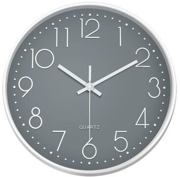 Inspire Essentials Minimalist 3D Digital Wall Clock Silent Modern Home Office Decor gray 10 Inch