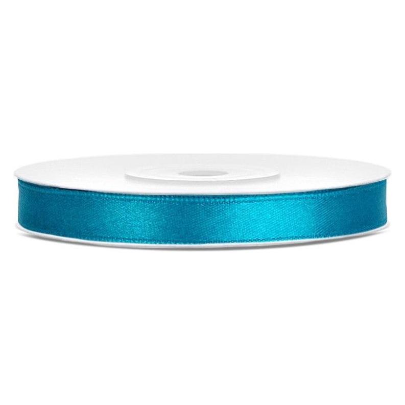 Partydeco Satin Ribbon, turquoise, 6mm/25m (1 pkt / 1 pc.) (1x) (PDTS6-083)