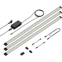 ledscom.de LED Unterbau-Leuchte Siris, Touch-Dimmer, flach, je 90cm, je 1044lm, weiß, 3er Set