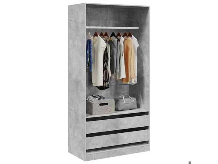 Soldes d'automne Meuble vêtements Gris - Garde-robe - Grand espace - Armoire penderie - gris béton - 100x50x200cm - Bois d'ingénier