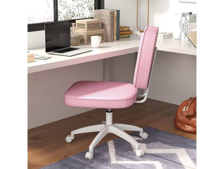 Vinsetto Chaise Bureau Pivotante Simili Cuir Rose Réglable 120kg